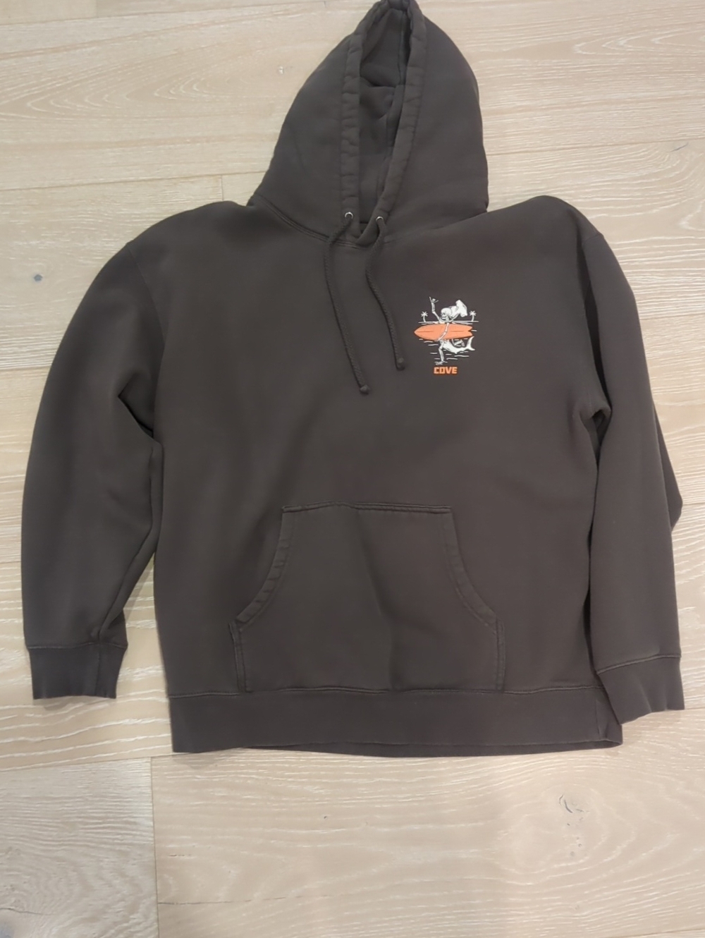 Cove Grey Hoodie with Orange Surf Graphic
